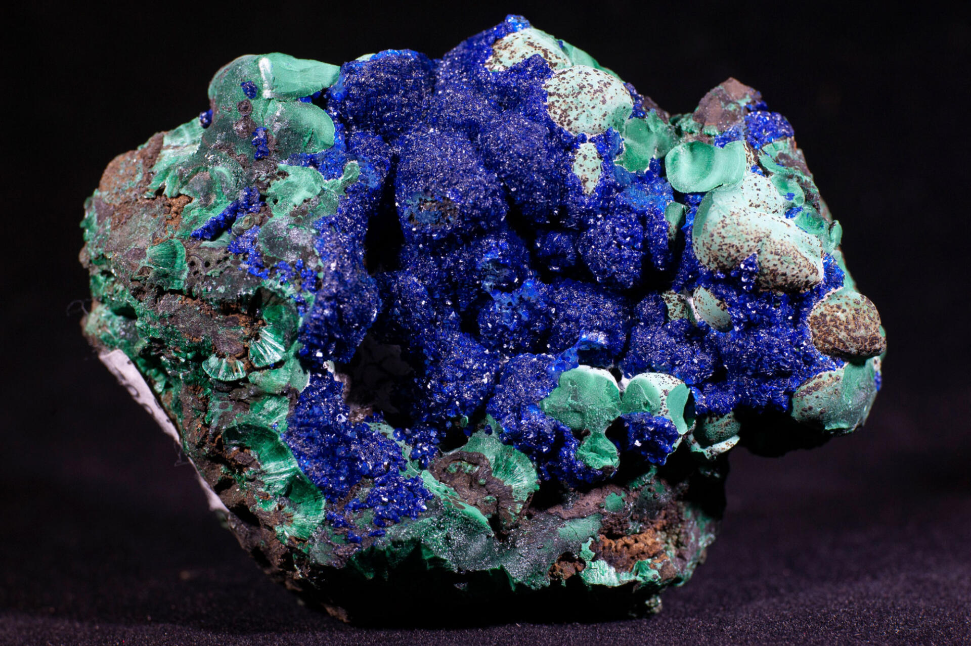 Malachite and azurite mineral cluster